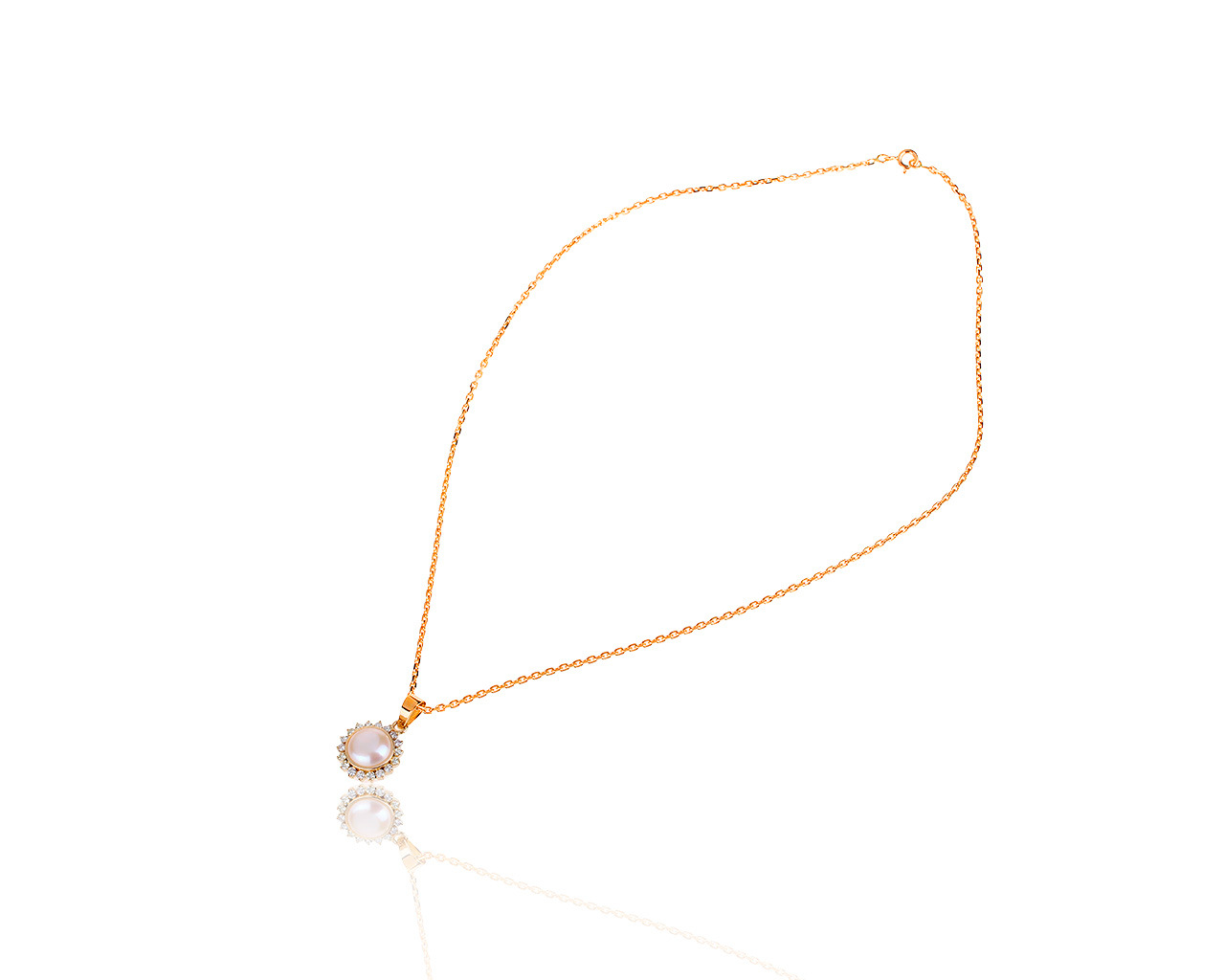 Изысканный золотой кулон с жемчугом