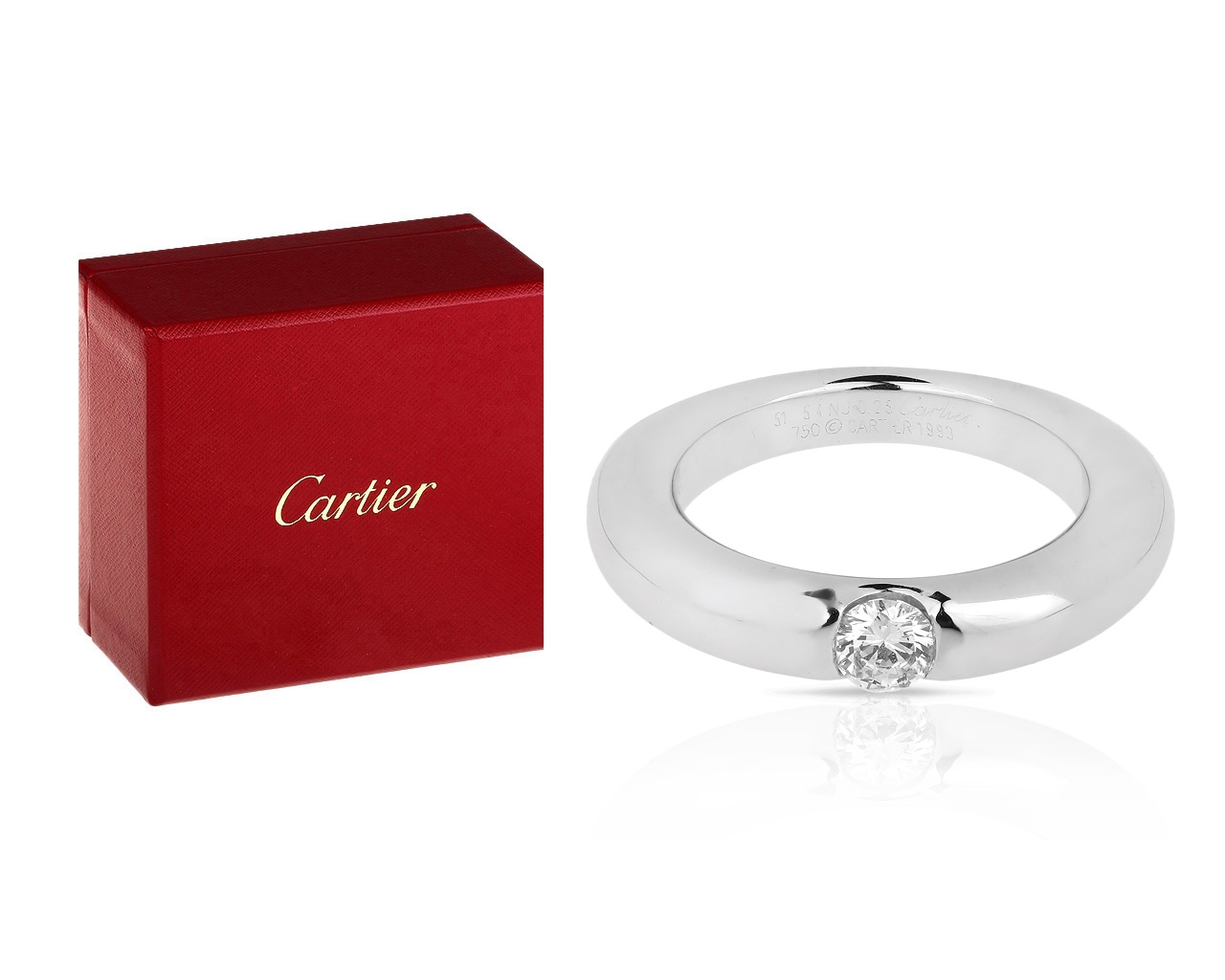 Золотое кольцо с бриллиантом 0.25ct Cartier Stackable Elipse