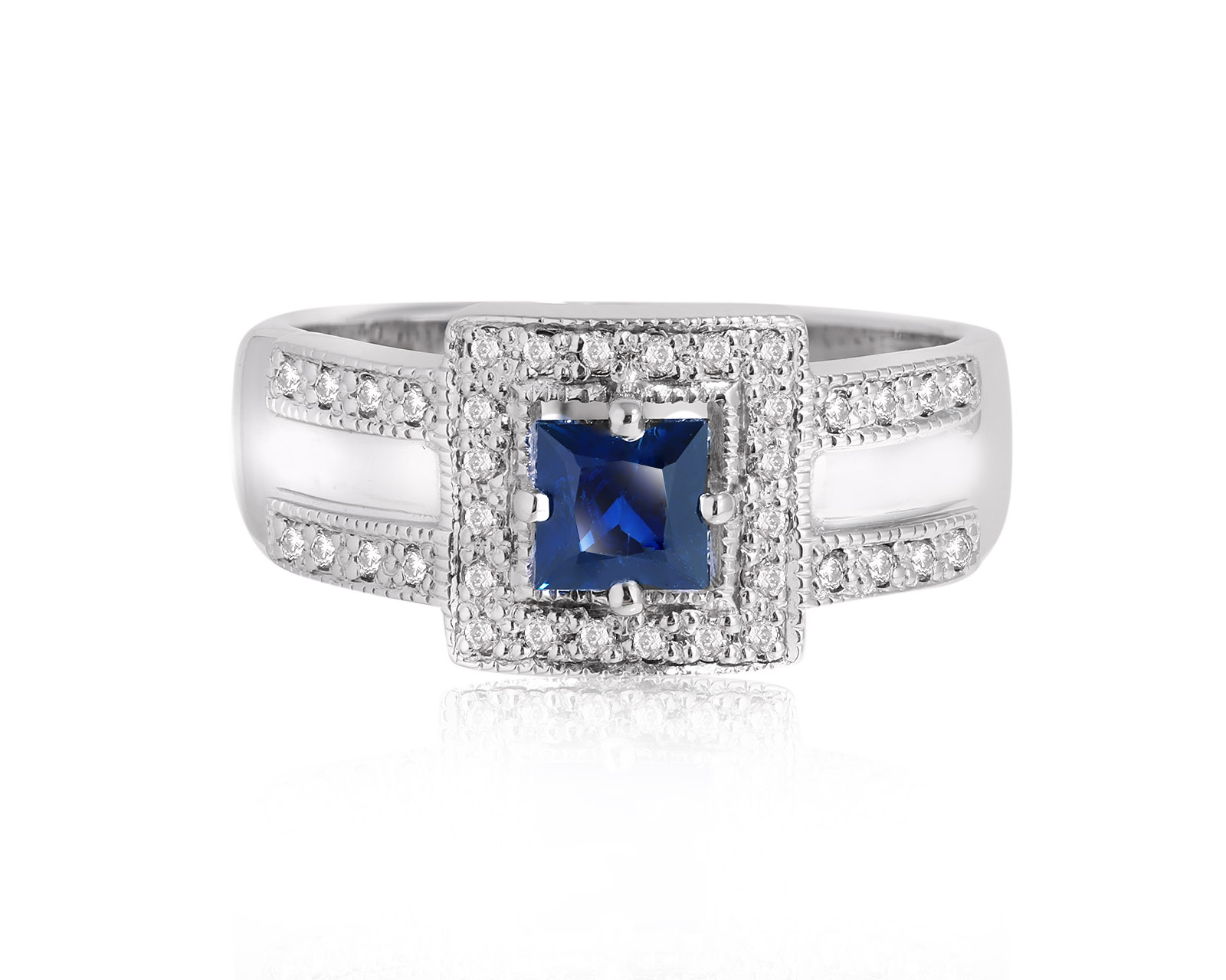 Золотое кольцо с сапфиром 0.67ct и бриллиантами 0.14ct 130125/1