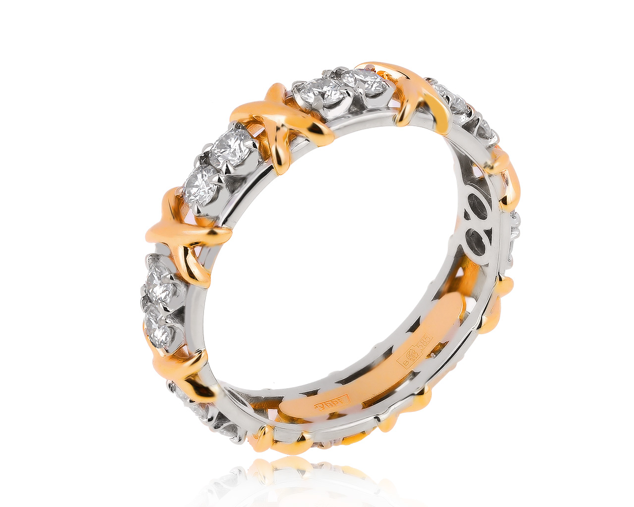 Модное золотое кольцо с бриллиантами 0.92ct