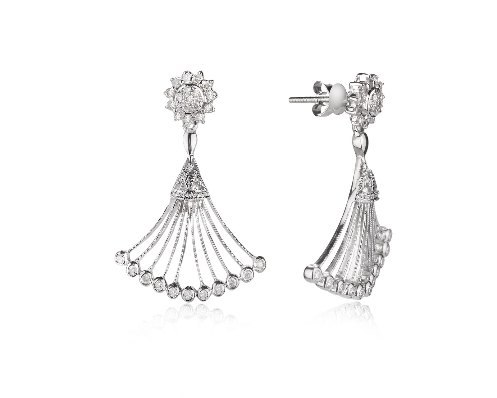 Золотые серьги с бриллиантами 0.62ct