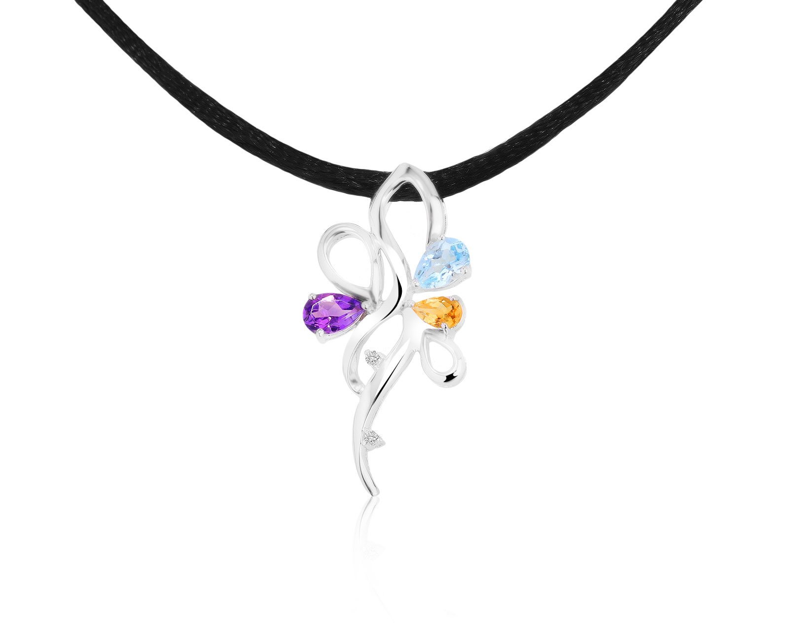 Модный золотой кулон с цветными камнями 0.89ct