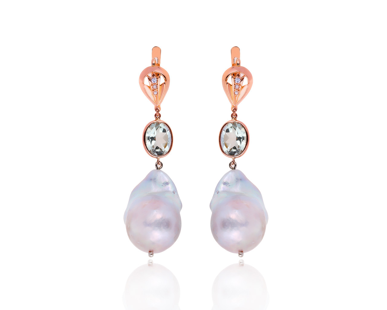 Прелестные золотые серьги с барочным жемчугом 071219/16