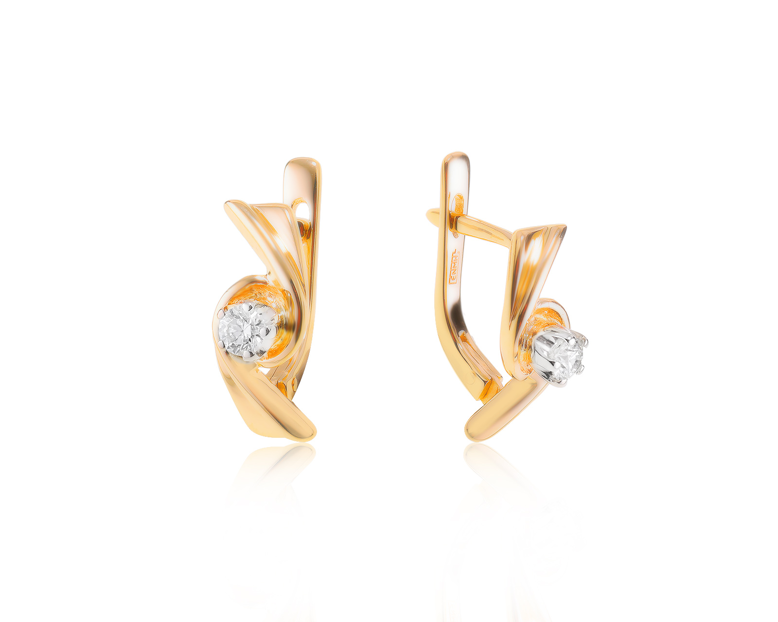 Золотые серьги с бриллиантами 0.23ct 250224/3