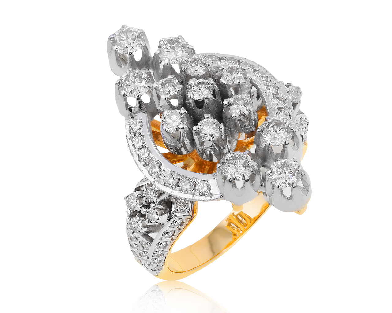 Роскошное золотое кольцо с бриллиантами 2.40ct СССР