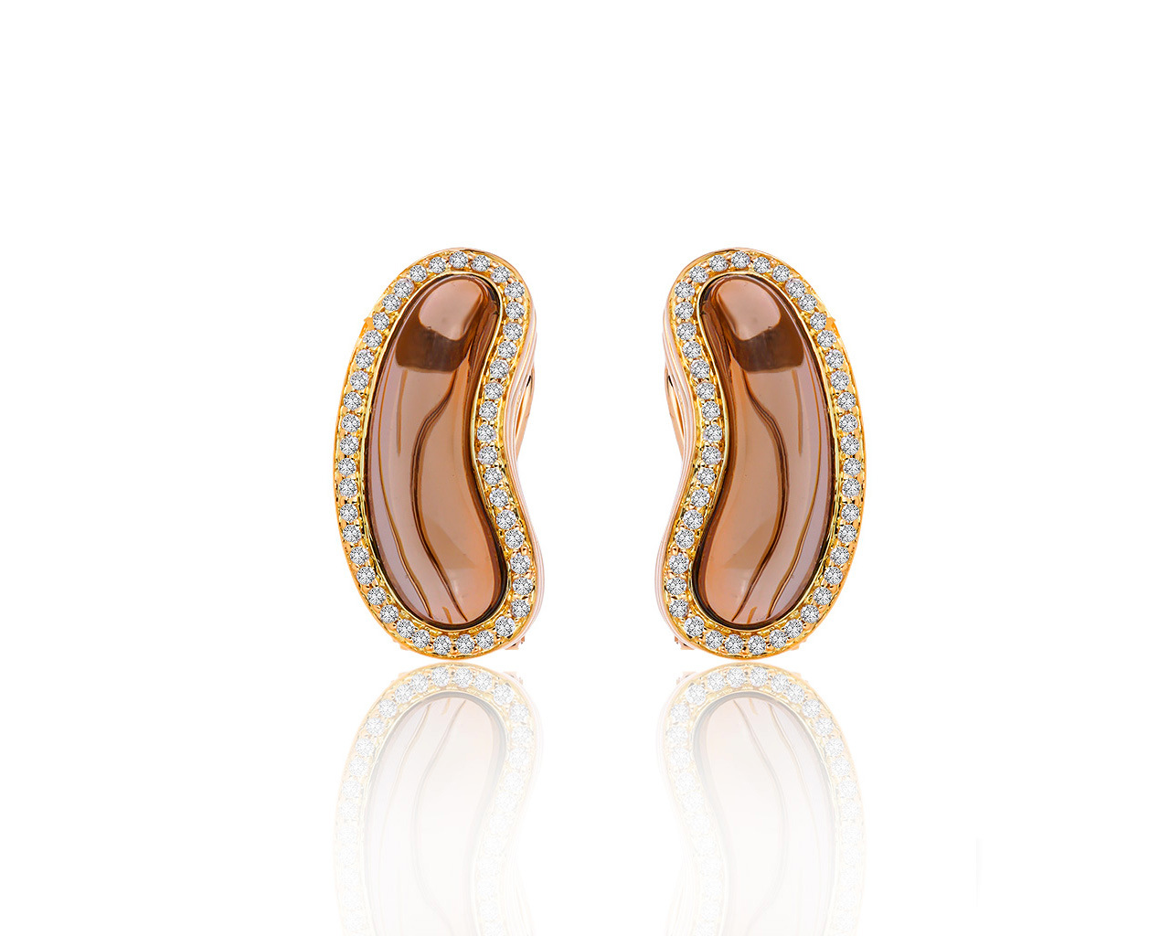 Потрясающие золотые серьги с дымчатыми кварцами 7.55ct 150120/3