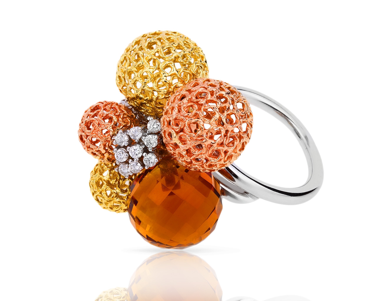 Золотое кольцо с бриллиантами и цитрином Roberto Coin