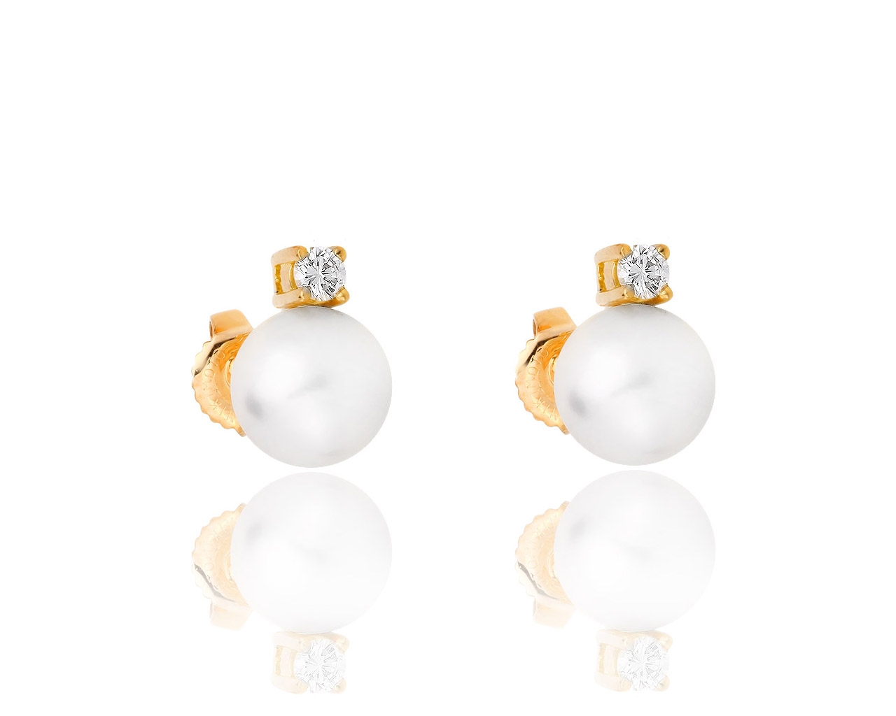 Нежные золотые серьги с жемчугом акойа Mikimoto 170918/1