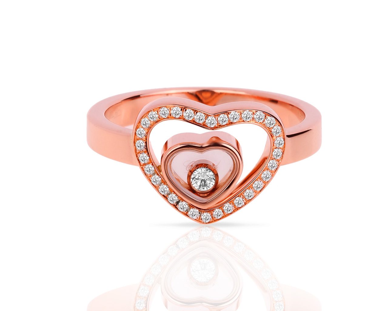 Золотое кольцо с бриллиантами 0.15ct Chopard Happy Hearts 030518/4