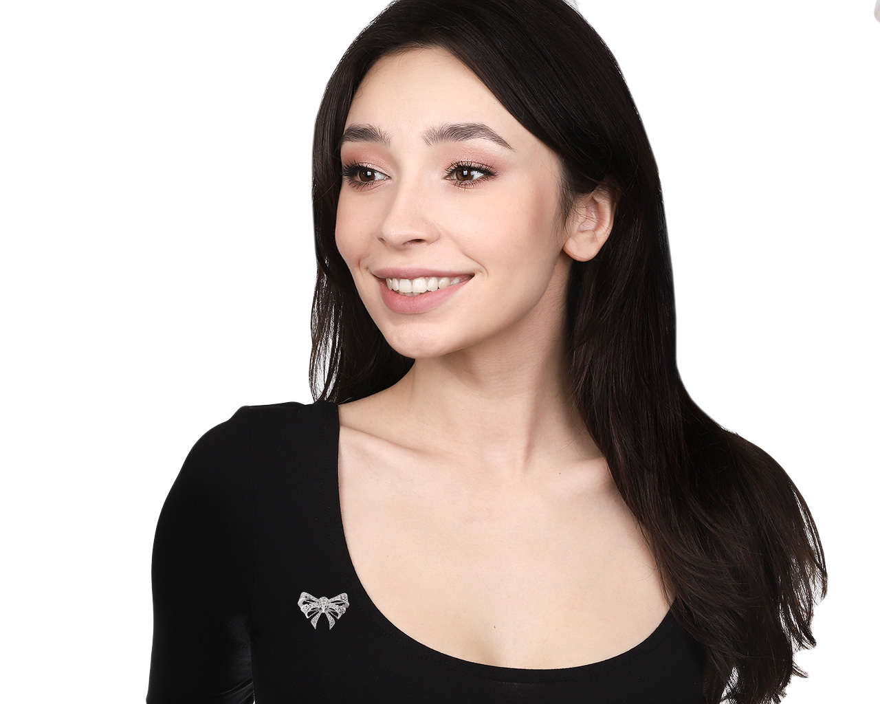 Праздничная золотая брошь с бриллиантами 0.83ct