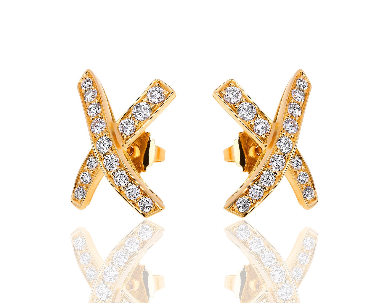 Престижные золотые серьги с бриллиантами 0.60ct Tiffany&Co 111018/4 Престижные золотые серьги с бриллиантами 0.60ct Tiffany&Co 111018/4