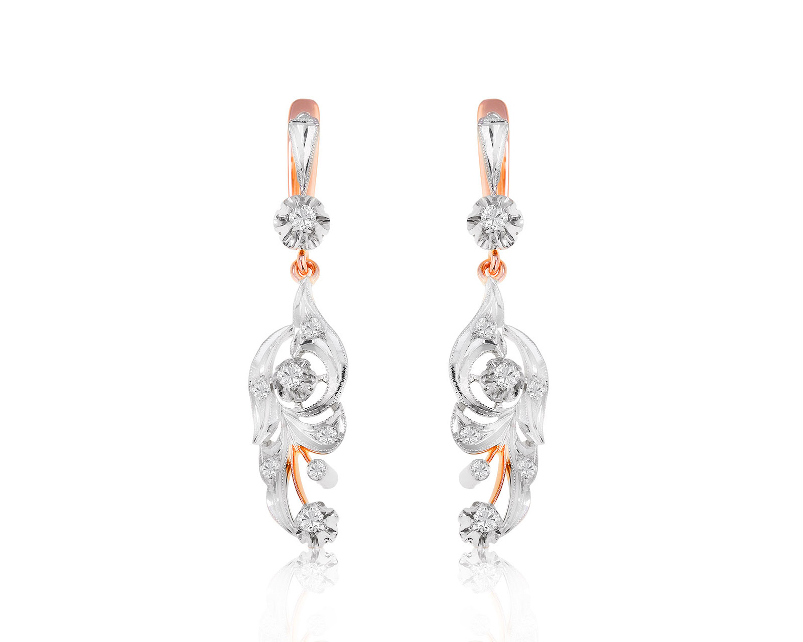 Винтажные золотые серьги с бриллиантами 0.90ct СССР