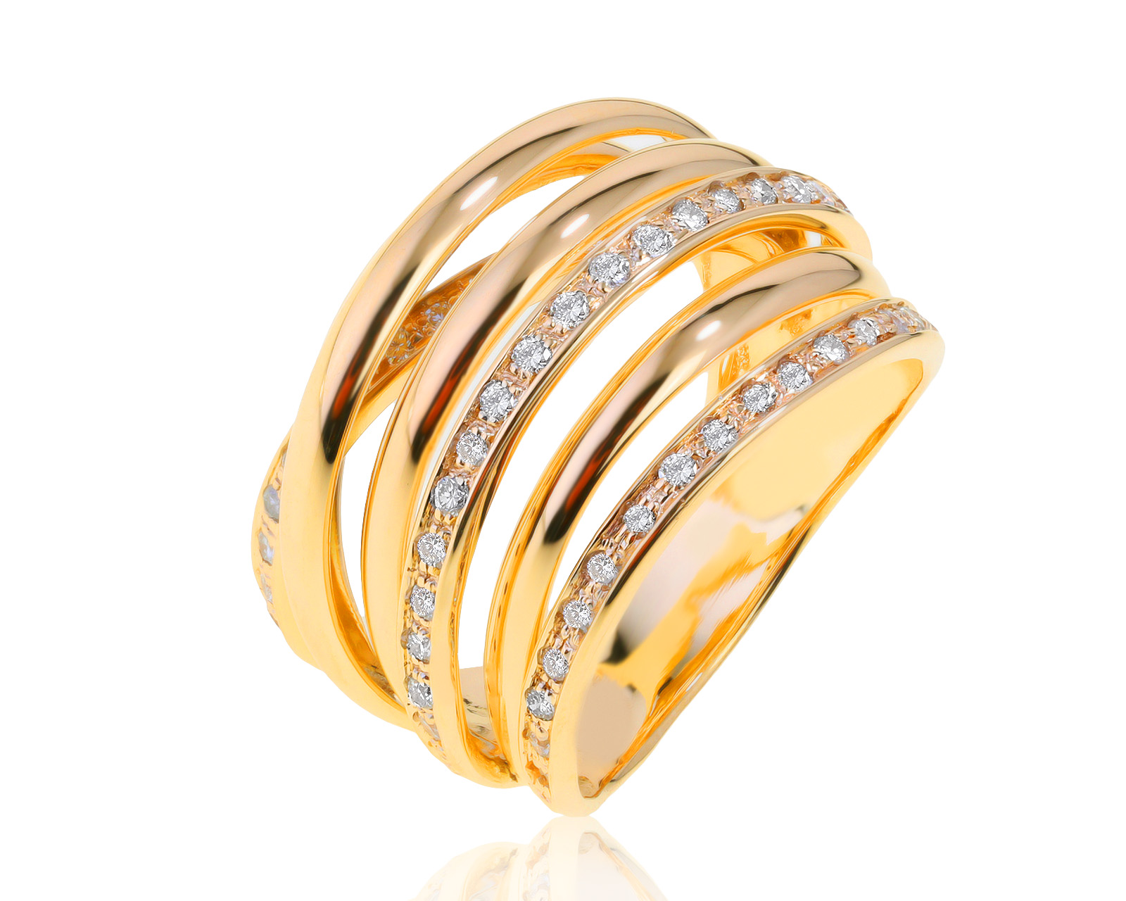 Стильное золотое кольцо с бриллиантами 0.41ct