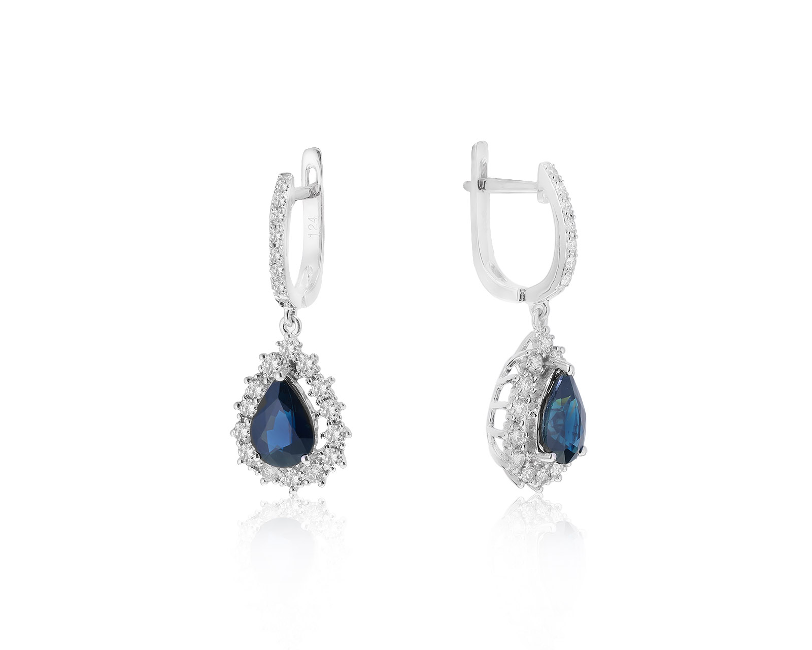 Элегантные золотые серьги с сапфирами 2.82ct 010822/26