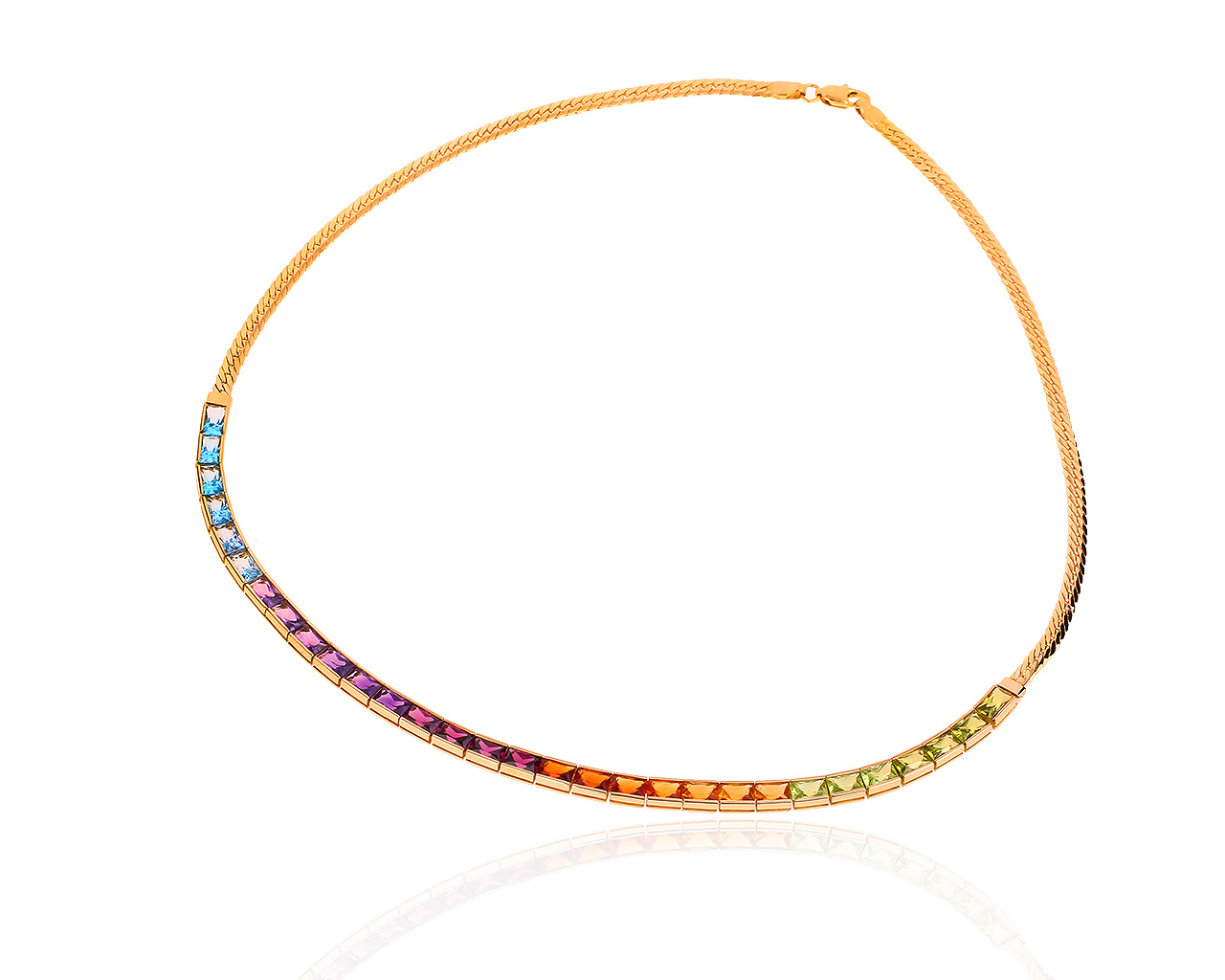 Яркое золотое колье с цветными камнями H.Stern Rainbow