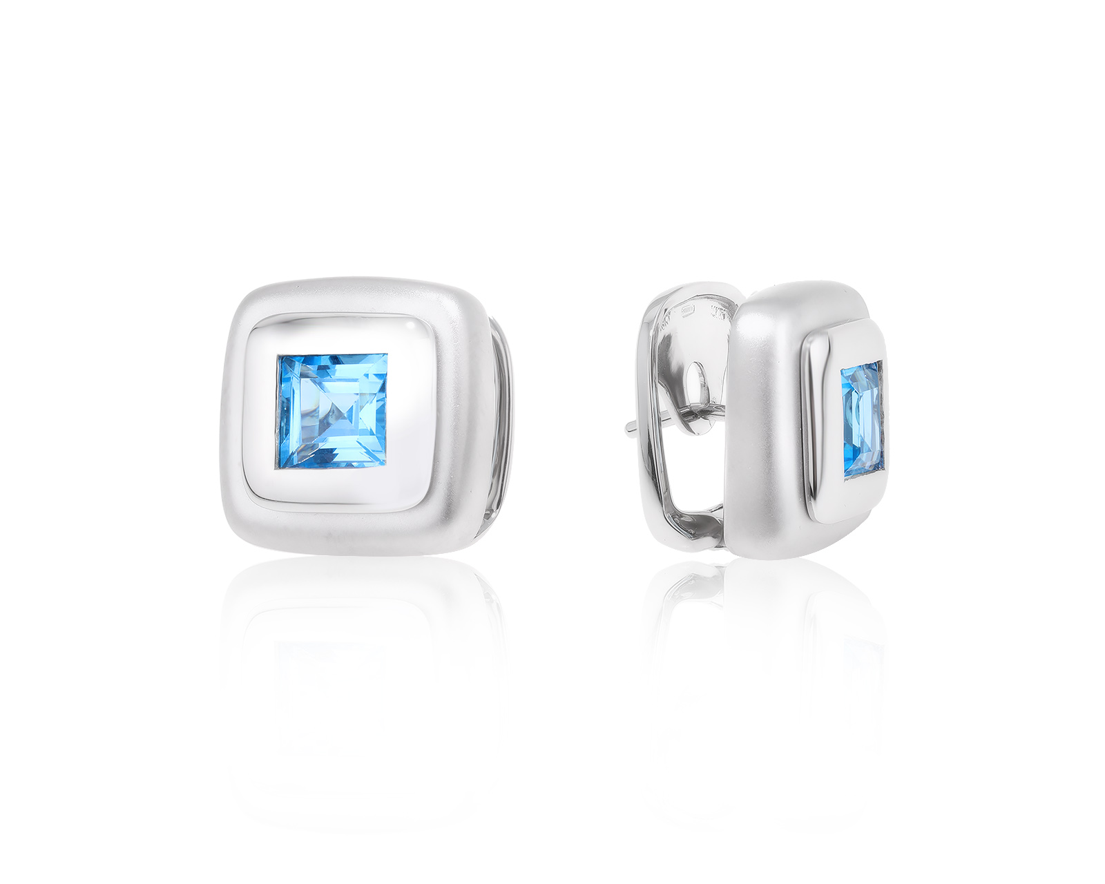 Золотые серьги с топазами Swiss Blue 4.12ct