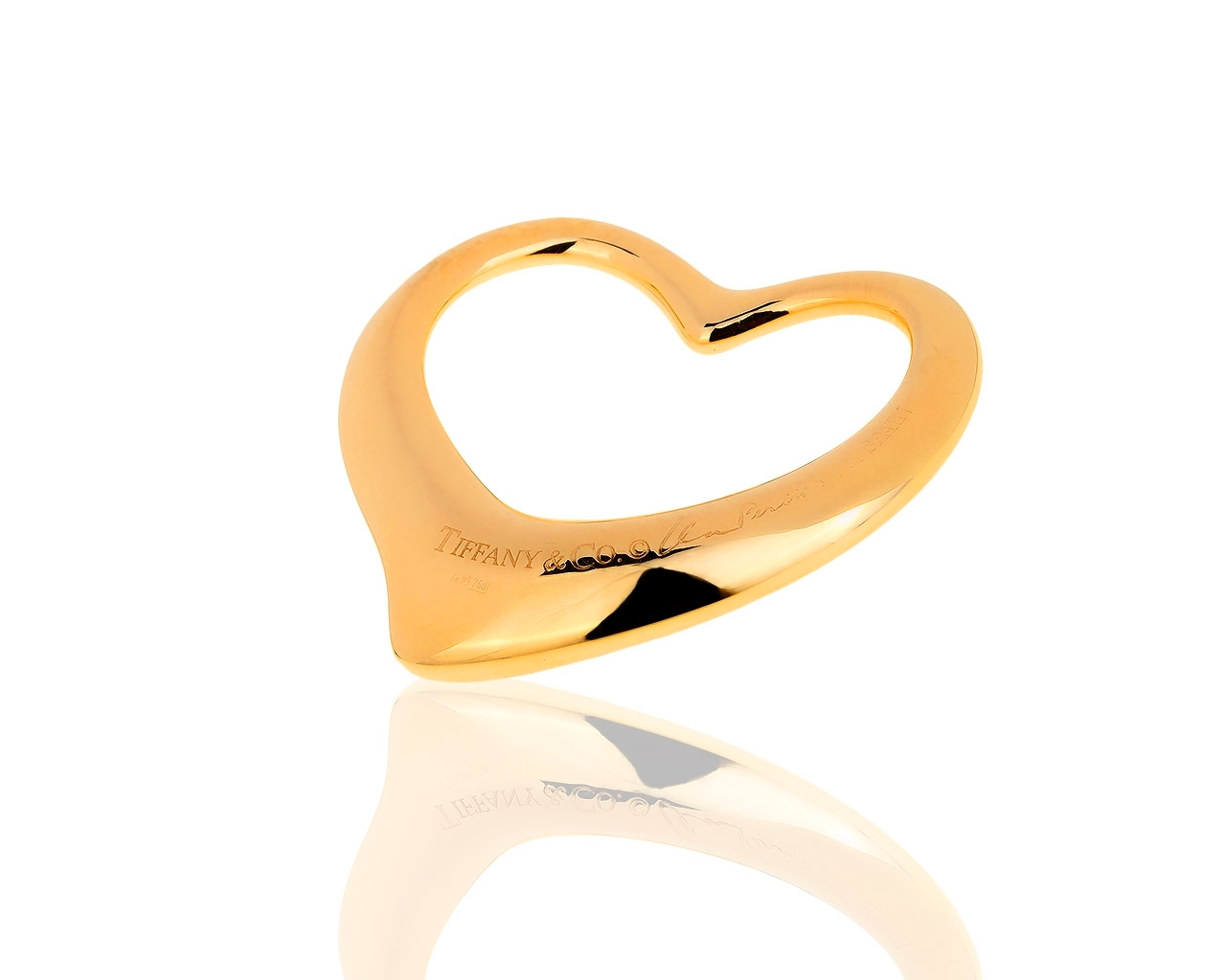 Золотая подвеска на шнурке Tiffany&Co Elsa Peretti Open Heart