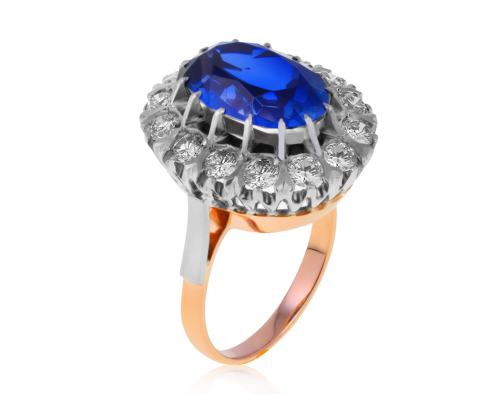 Винтажное золотое кольцо с синтетическим сапфиром СССР 130721/2