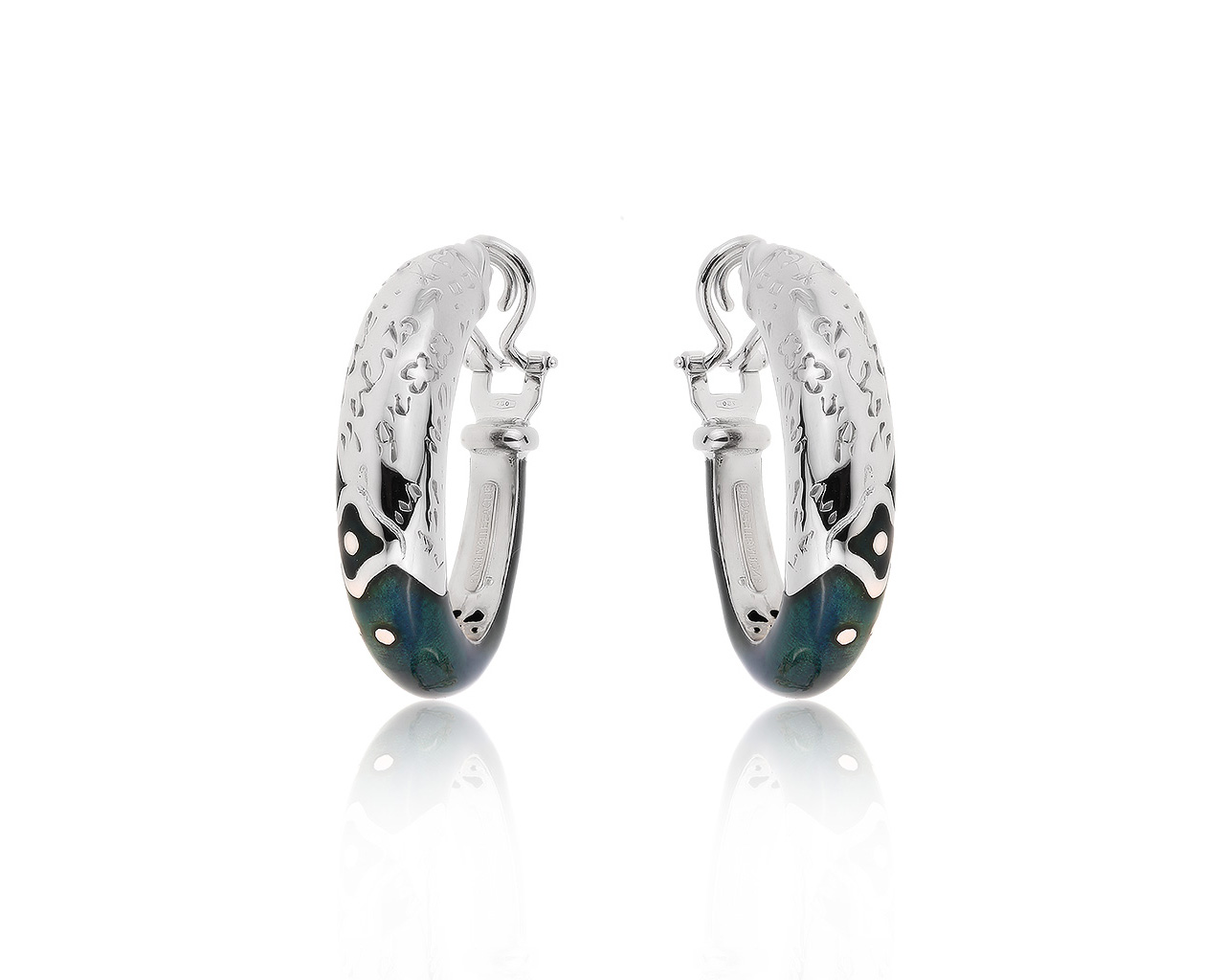 Оригинальные золотые серьги с эмалью Nouvelle Bague 051119/4