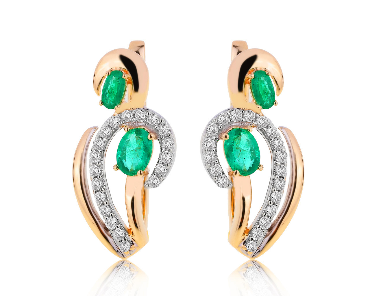 Великолепные золотые серьги с изумрудами 0.46ct 221020/3