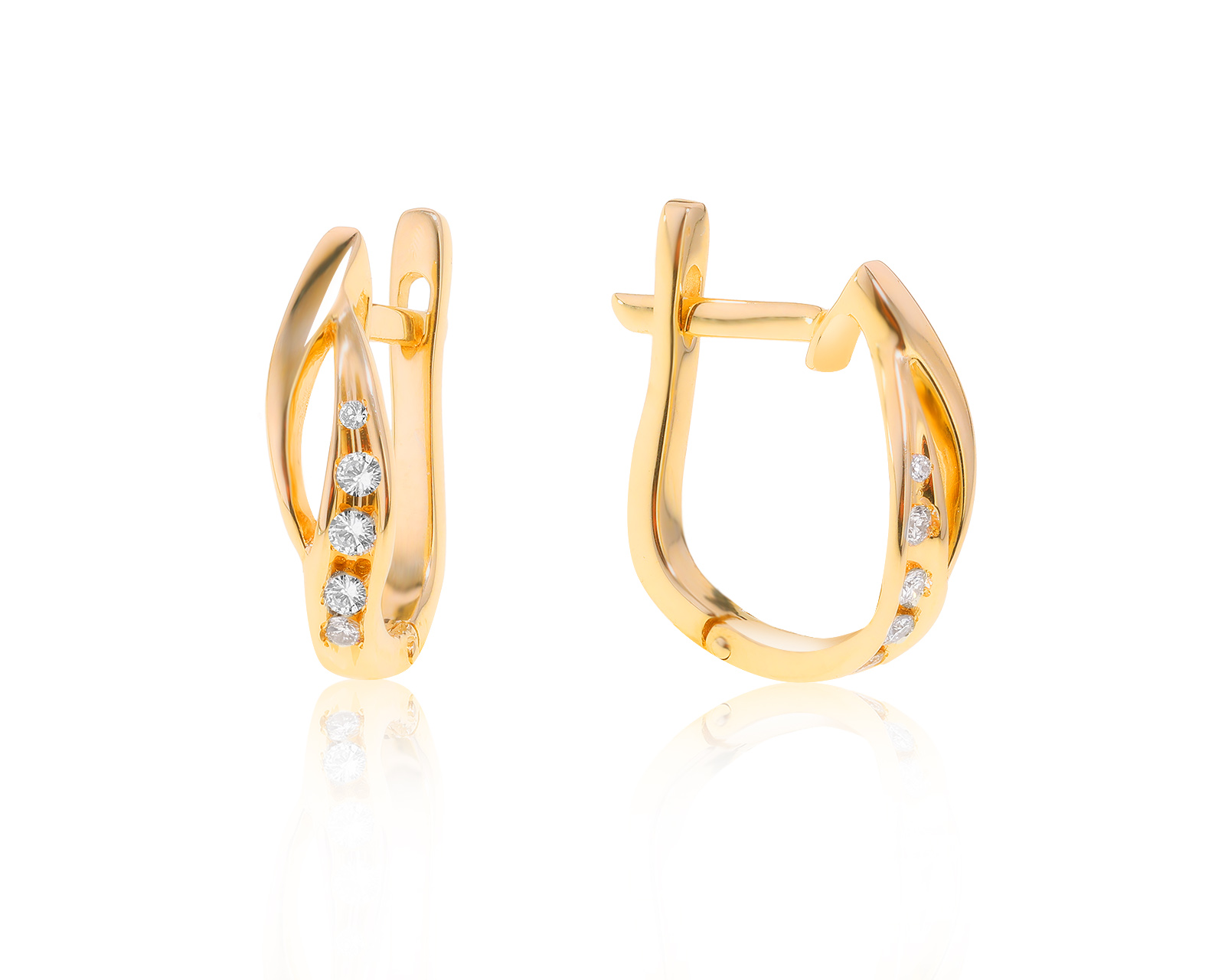 Изящные золотые серьги с бриллиантами 0.17ct 310122/4