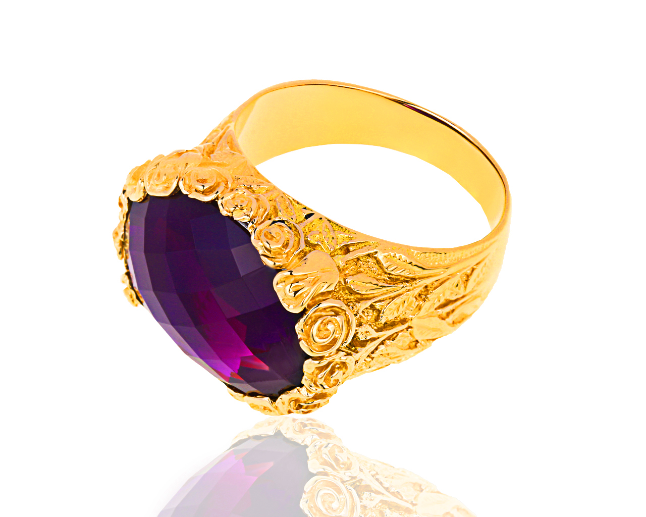 Безупречное золотое кольцо с аметистом 220419/18