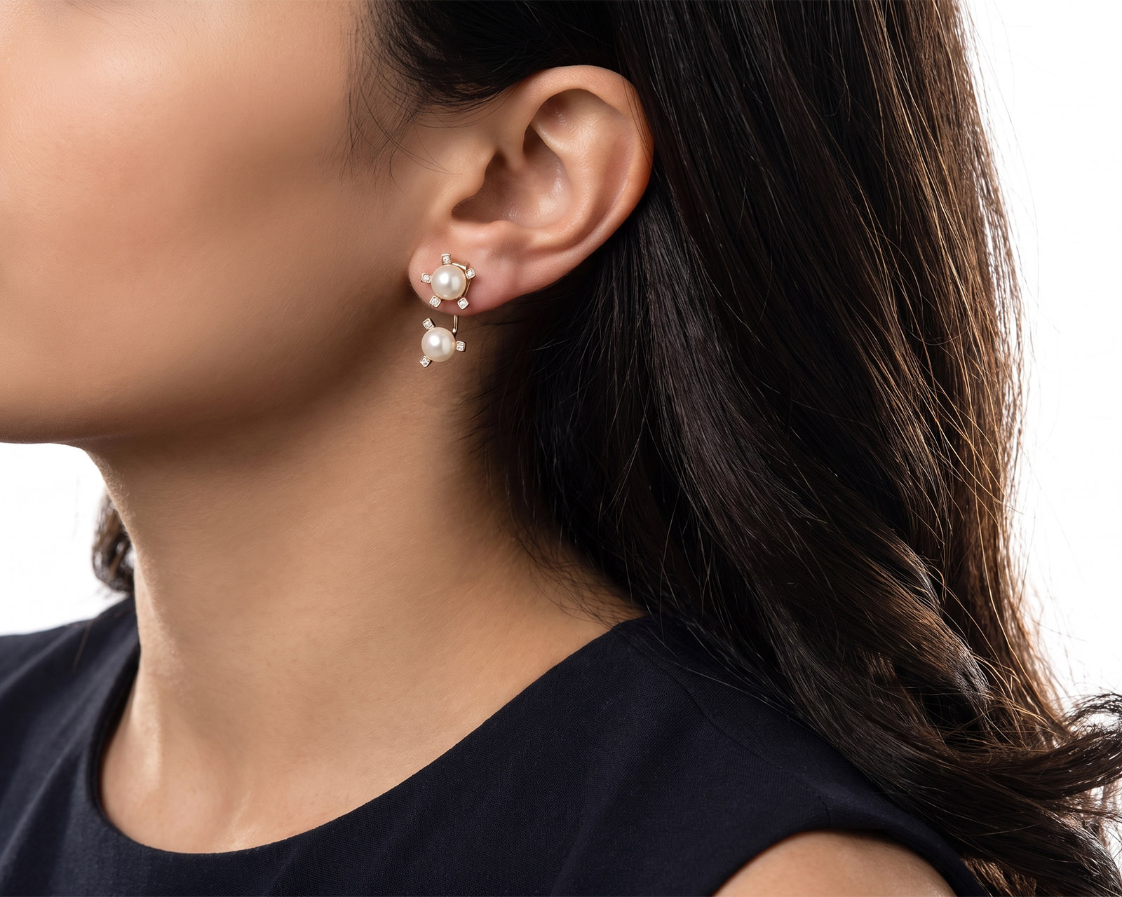 Оригинальные золотые серьги с жемчугом 10.60ct H.Stern MiniGravity