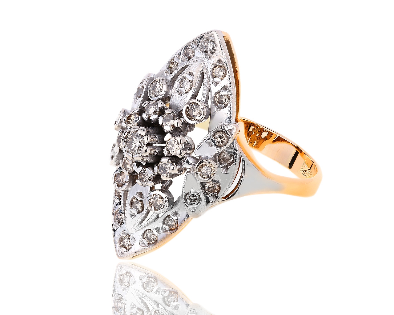 Винтажное золотое кольцо с бриллиантами 0.86ct