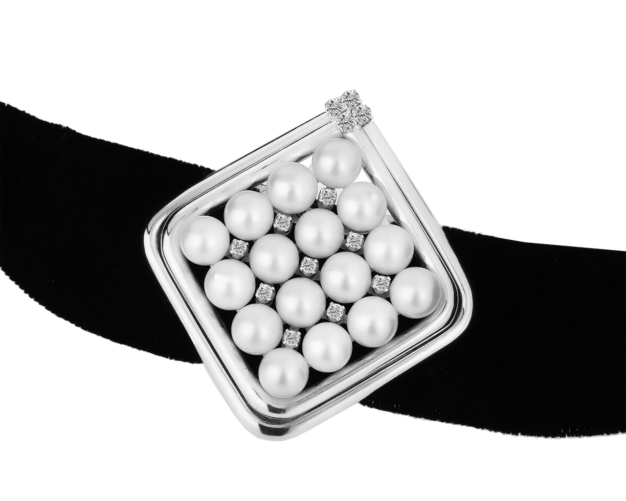 Оригинальный чокер с жемчугом и бриллиантами Mikimoto 241018/16