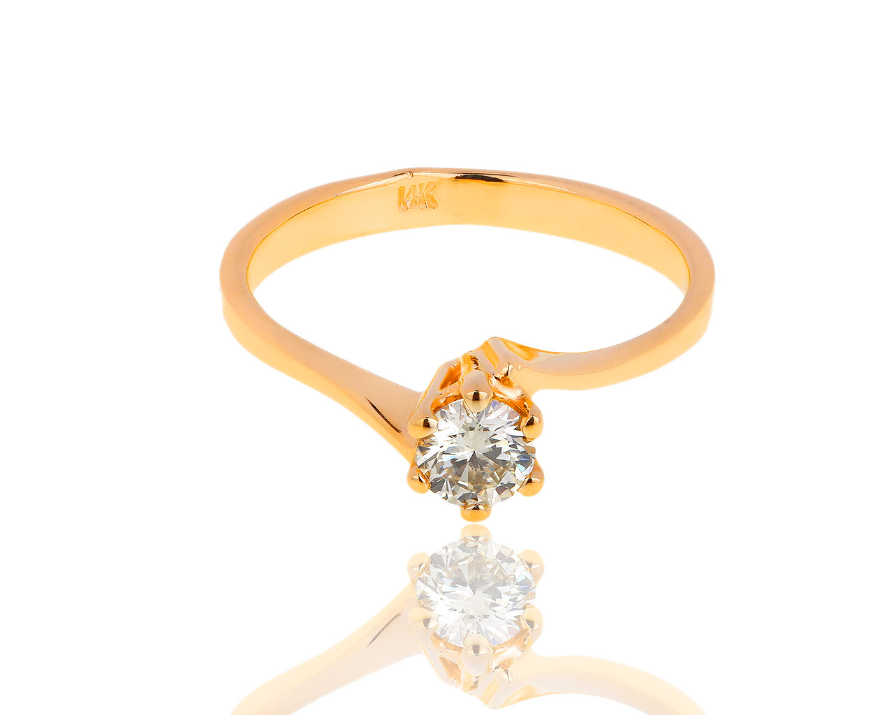 Помолвочное золотое кольцо с бриллиантом 0.32ct 171018/2