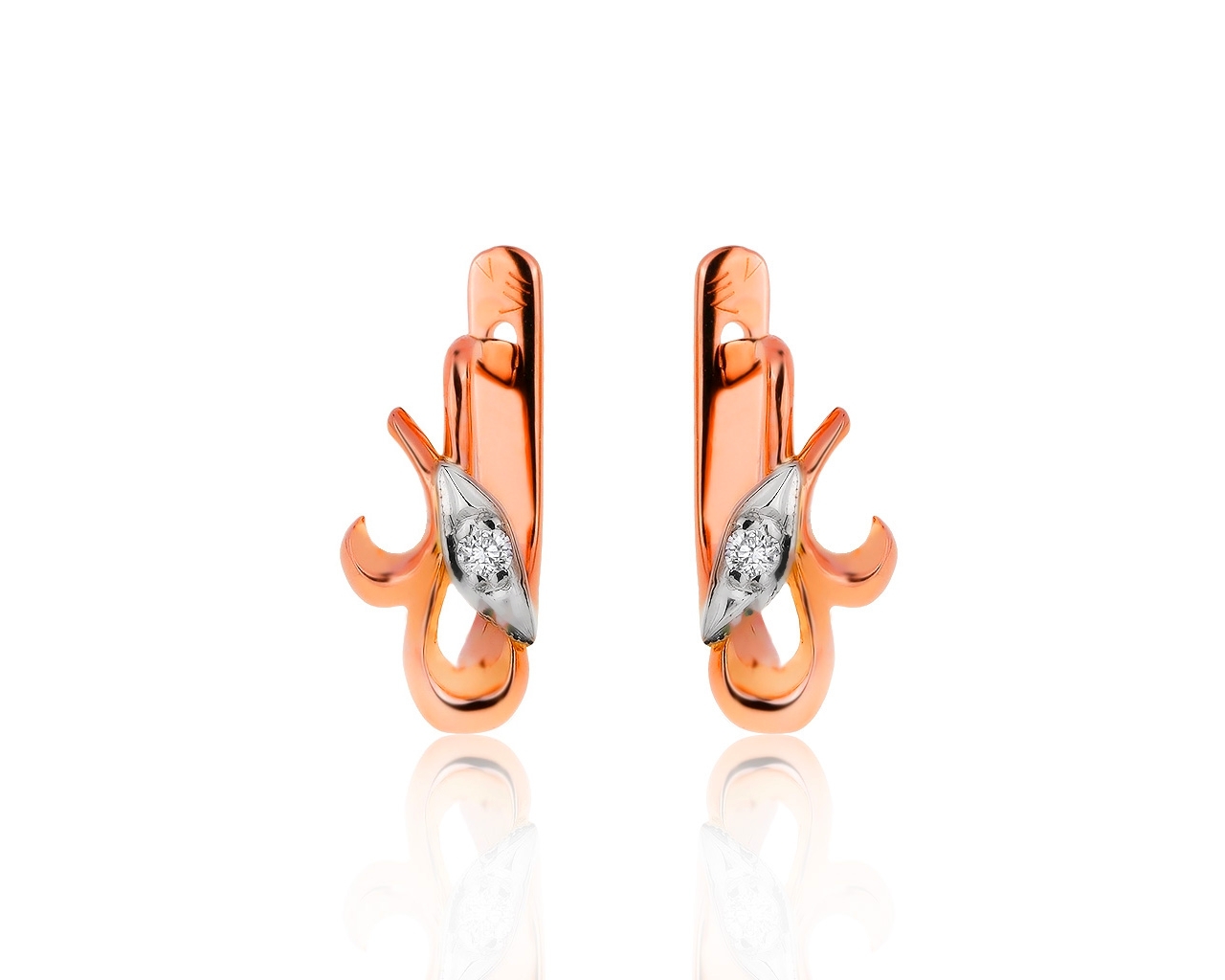 Винтажные золотые серьги с бриллиантами 0.06ct 080320/7