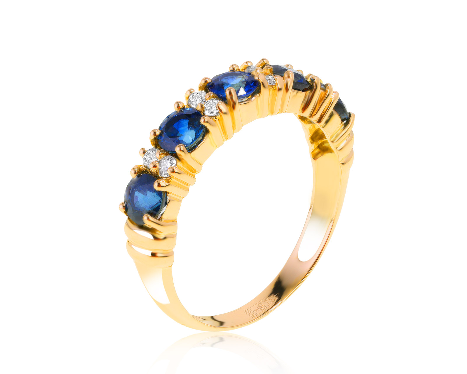 Женственное золотое кольцо с сапфирами 1.02ct 121021/3