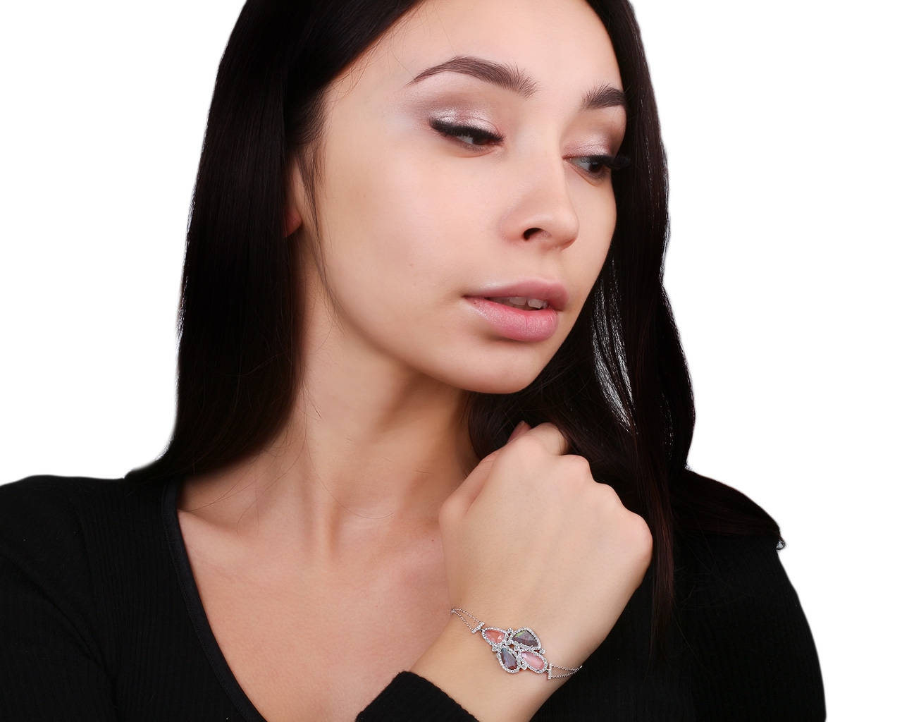 Золотой браслет с кварцем и бриллиантами 0.71ct Meirat