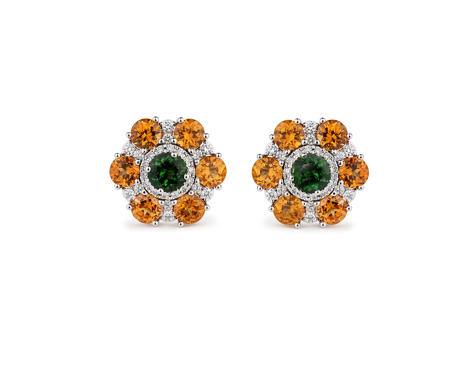 Золотые серьги с гранатами спессартинами 4.09ct Evgeny Matveev 281026/Б353