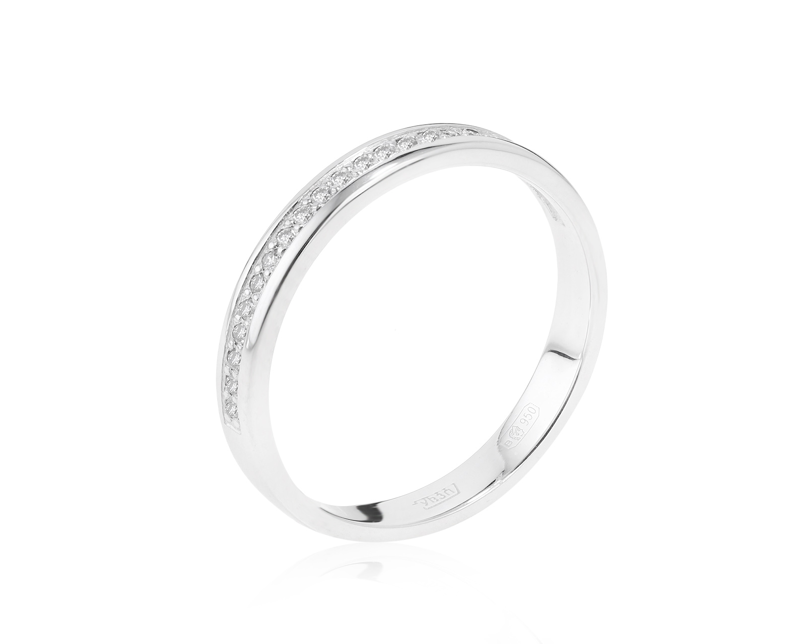 Изящное платиновое кольцо с бриллиантами 0.12ct 151221/15