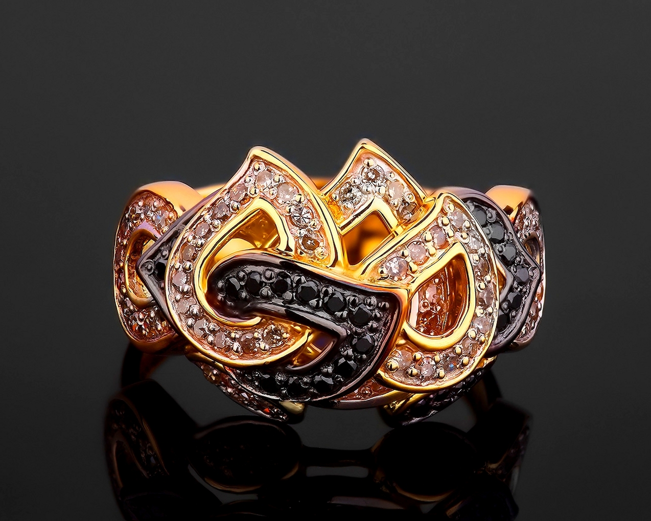 Узорное золотое кольцо с бриллиантами 0.35ct 141117/14
