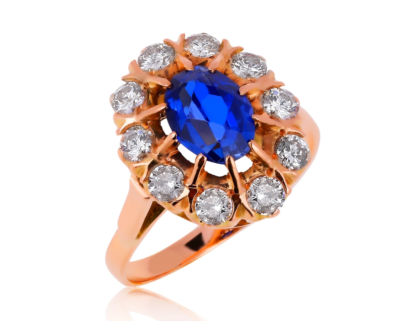 Винтажное золотое кольцо с бриллиантами 0.71ct