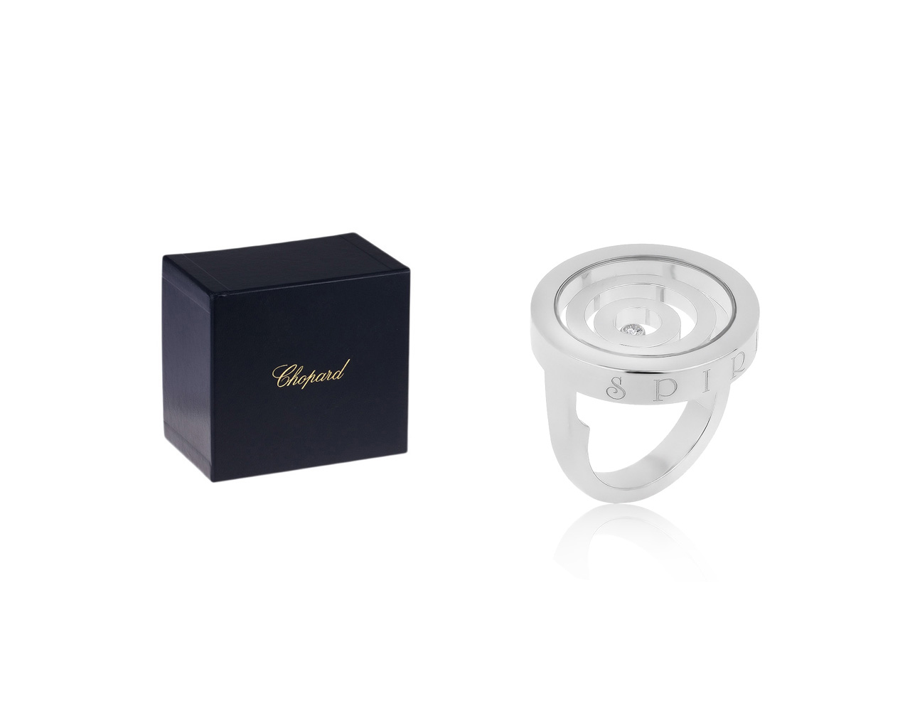 Оригинальное золотое кольцо с бриллиантом 0.10ct Chopard