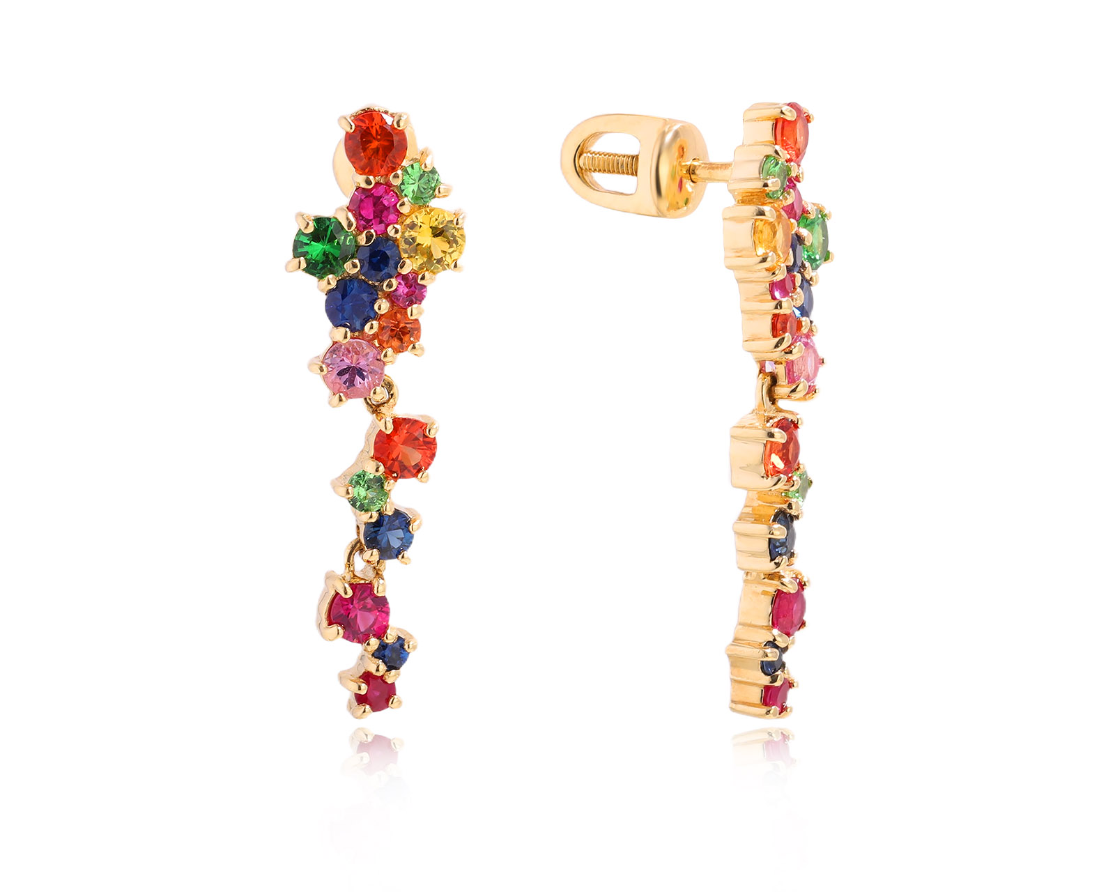 Оригинальные золотые серьги с цветными камнями 2.54ct Constantin Artmayer