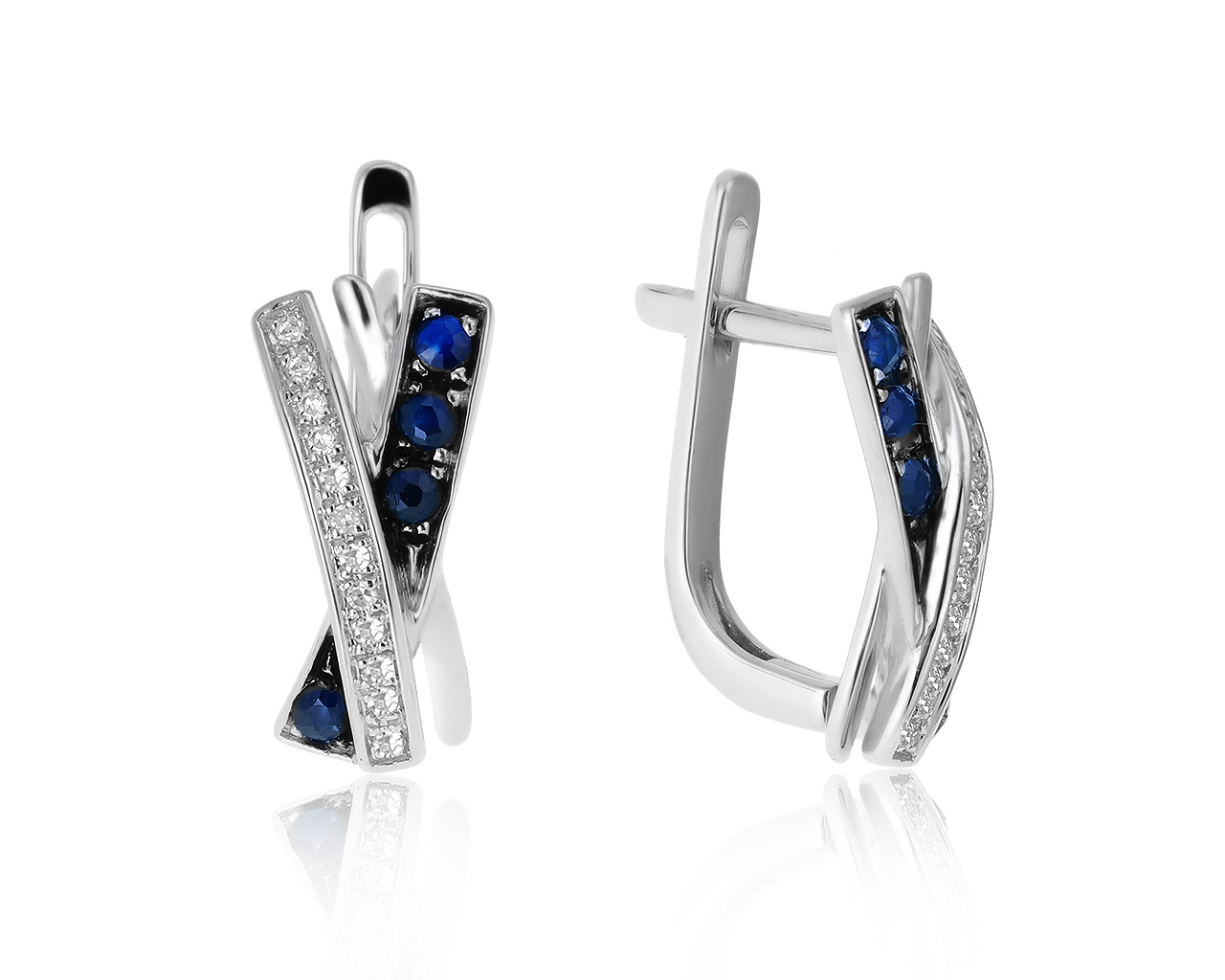 Изысканные золотые серьги с сапфирами 0.15ct