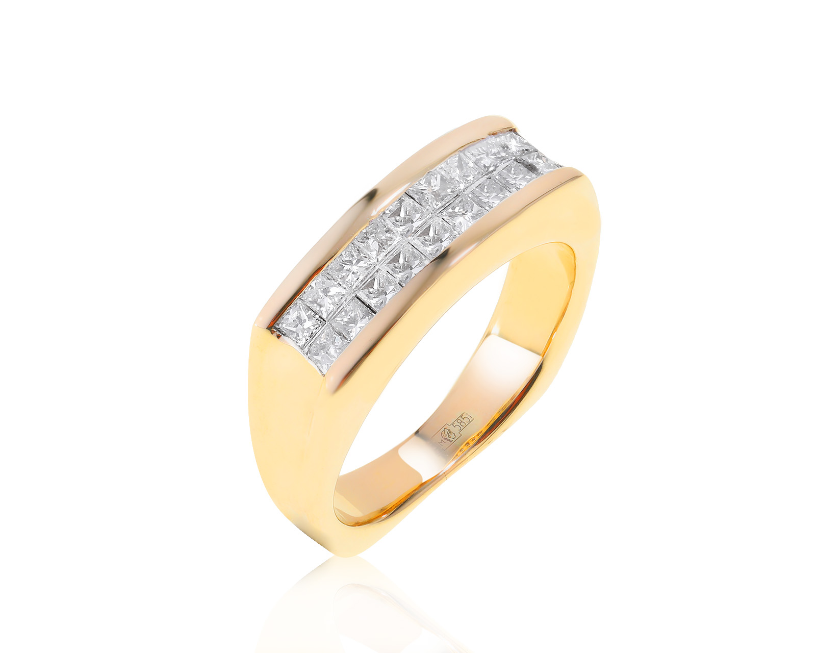 Солидное золотое кольцо с бриллиантами 0.88ct