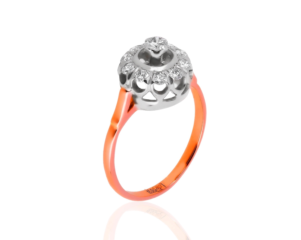 Винтажное золотое кольцо с бриллиантами 0.40ct