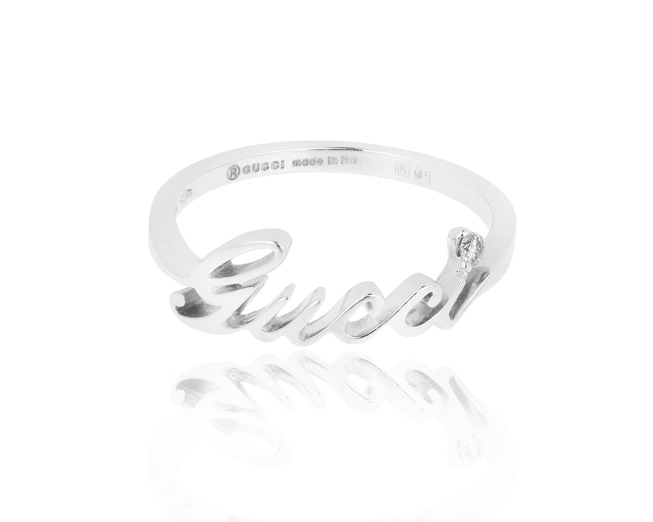 Стильное золотое кольцо с бриллиантом 0.02ct Gucci 291218/5