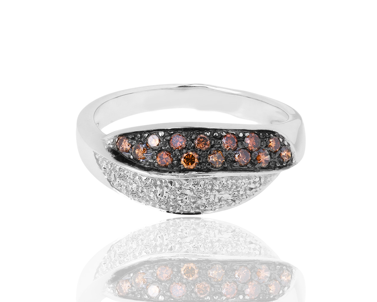 Золотое кольцо с белыми и коньячными бриллиантами 0.29ct 230119/8