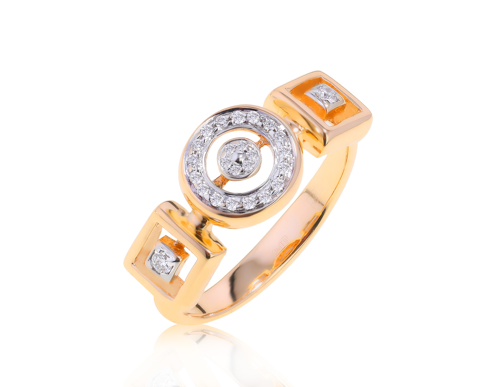 Изысканное золотое кольцо с бриллиантами 0.13ct