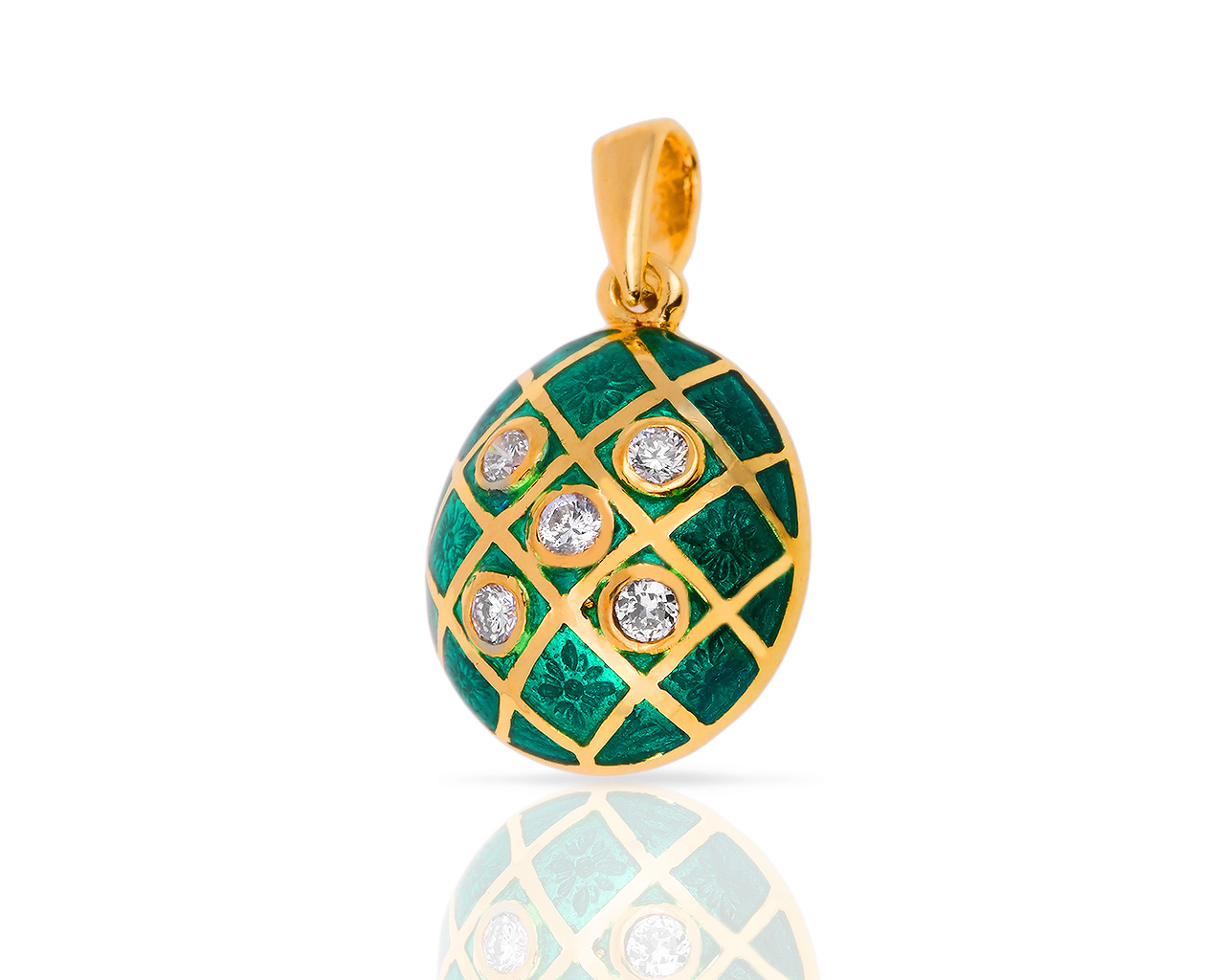 Золотая подвеска с эмалью и бриллиантами 0.11ct
