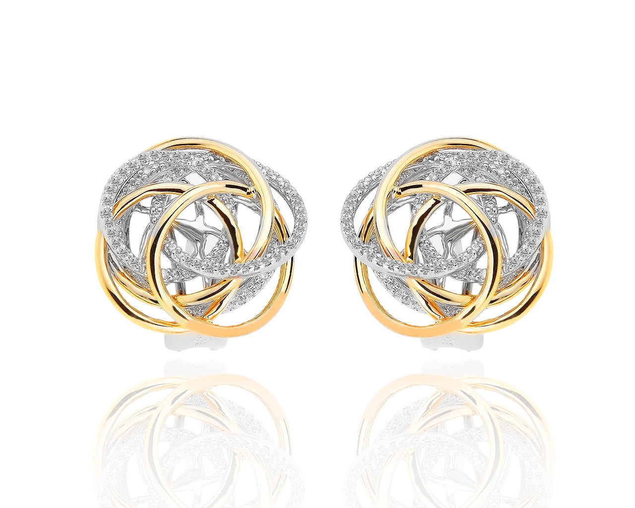 Узорные золотые серьги с бриллиантами 1.20ct 301018/6