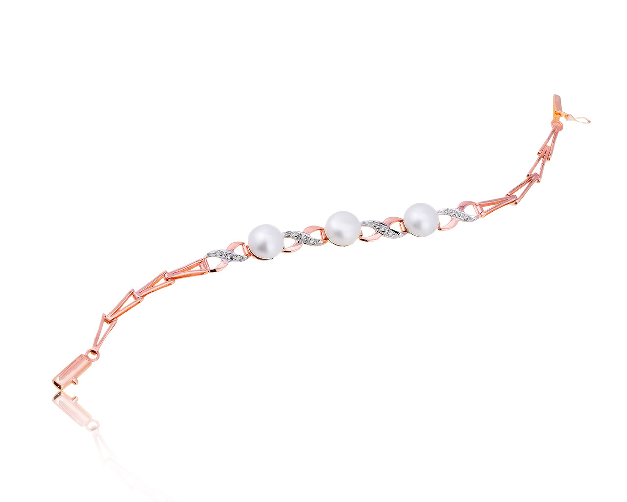 Женственный золотой браслет с жемчугом 9.70 мм 191020/6