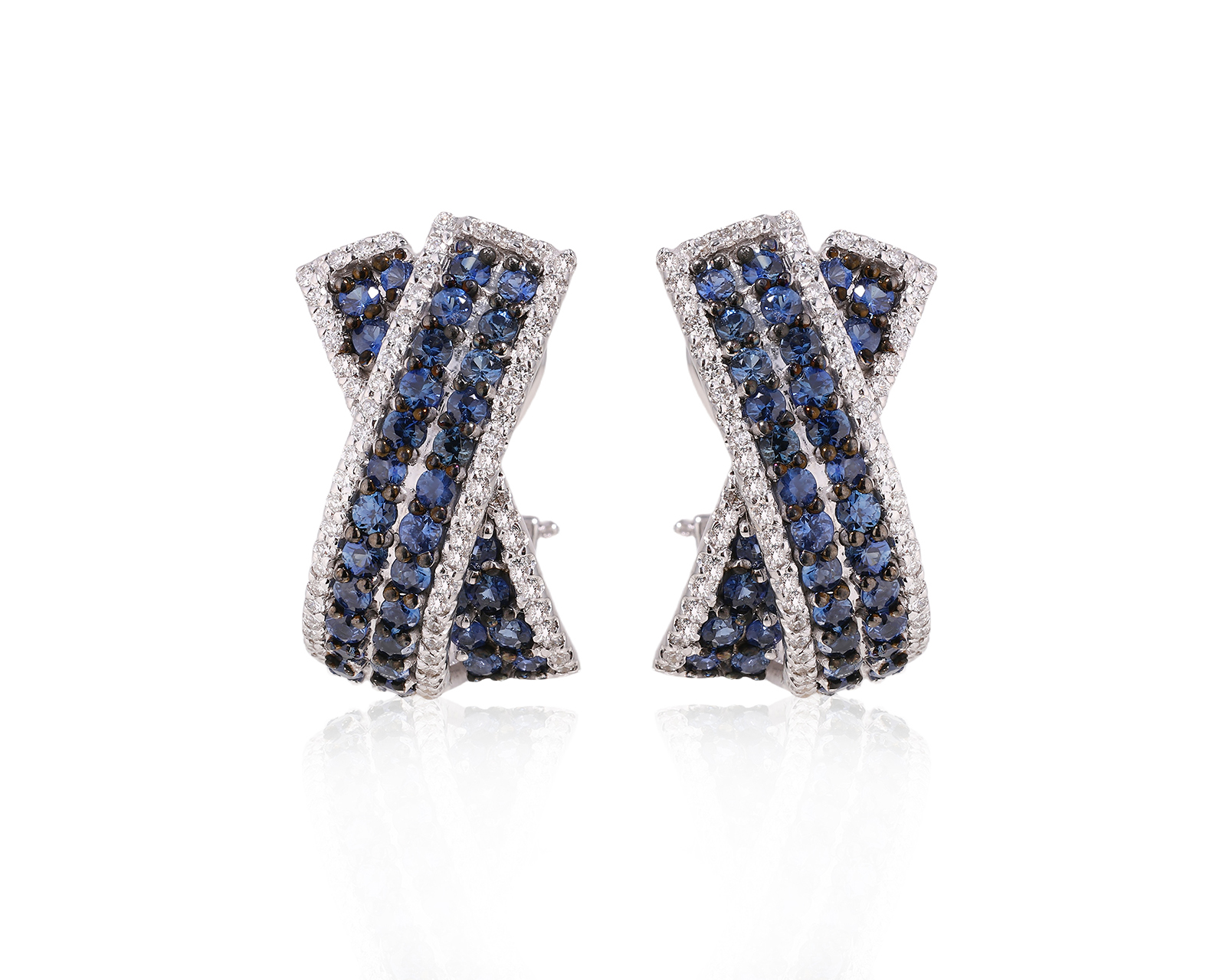 Золотые серьги с сапфирами 3.23ct и бриллиантами 0.11ct 201025/6