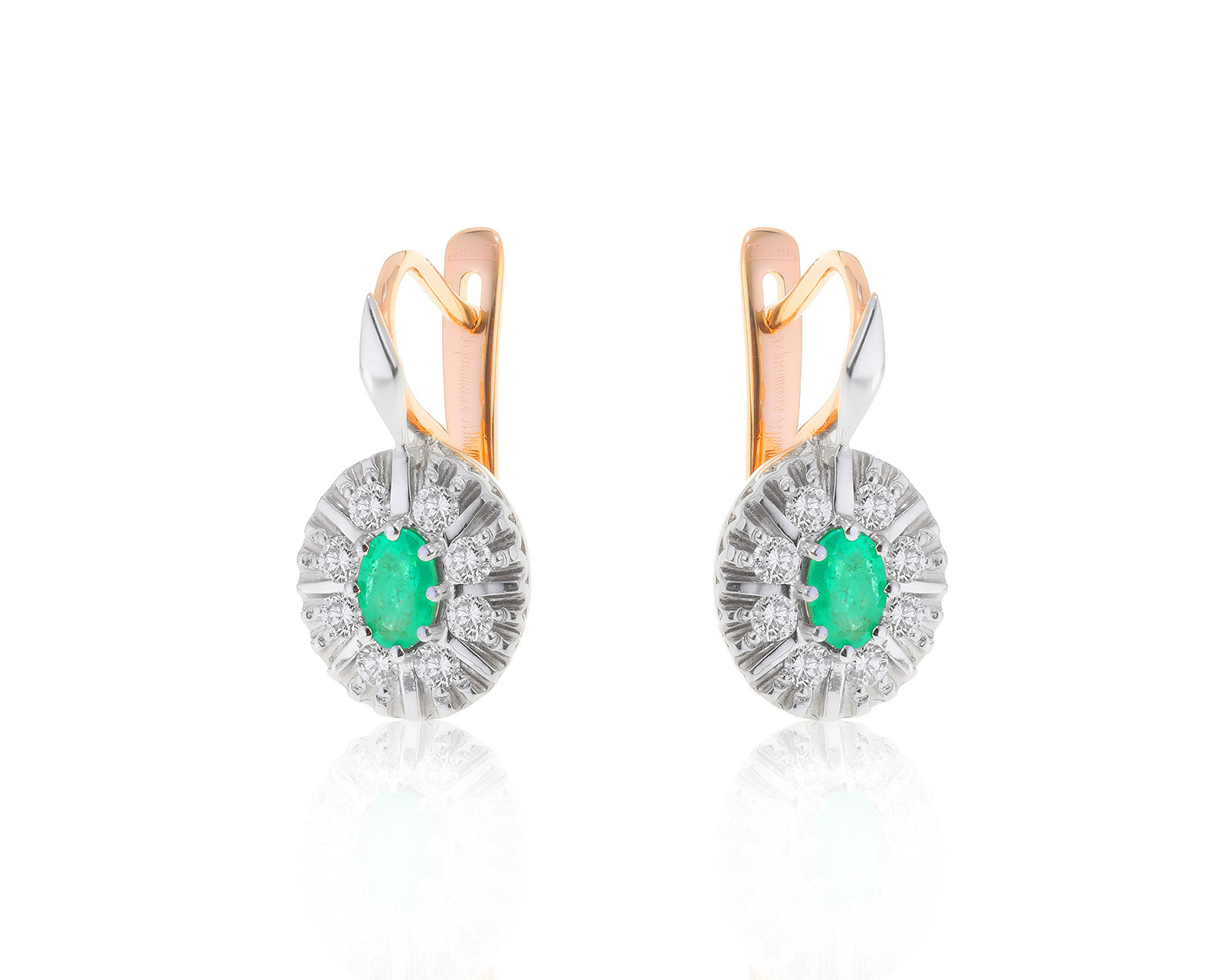 Чарующие золотые серьги с изумрудами 0.88ct